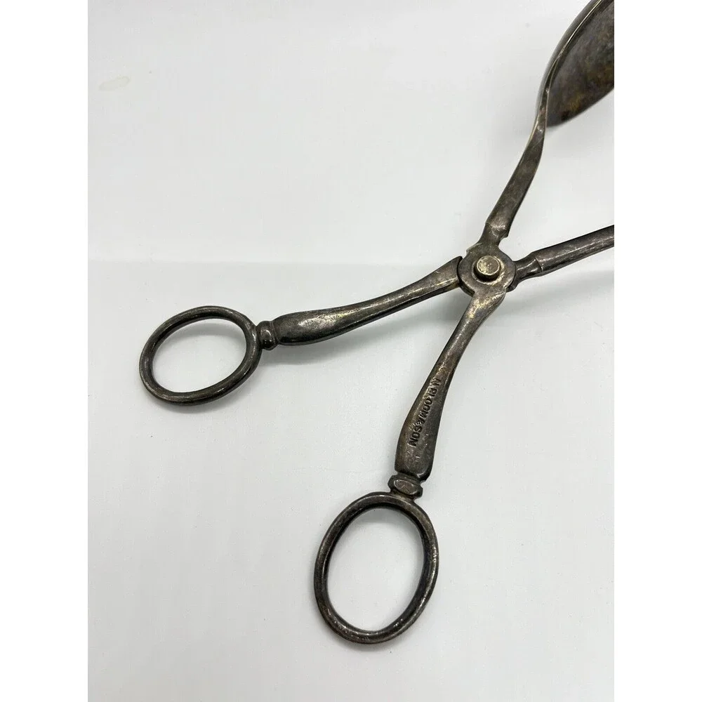 Silver Plated Scissor Style Salad Tongs - N. Bloom And Sons - England